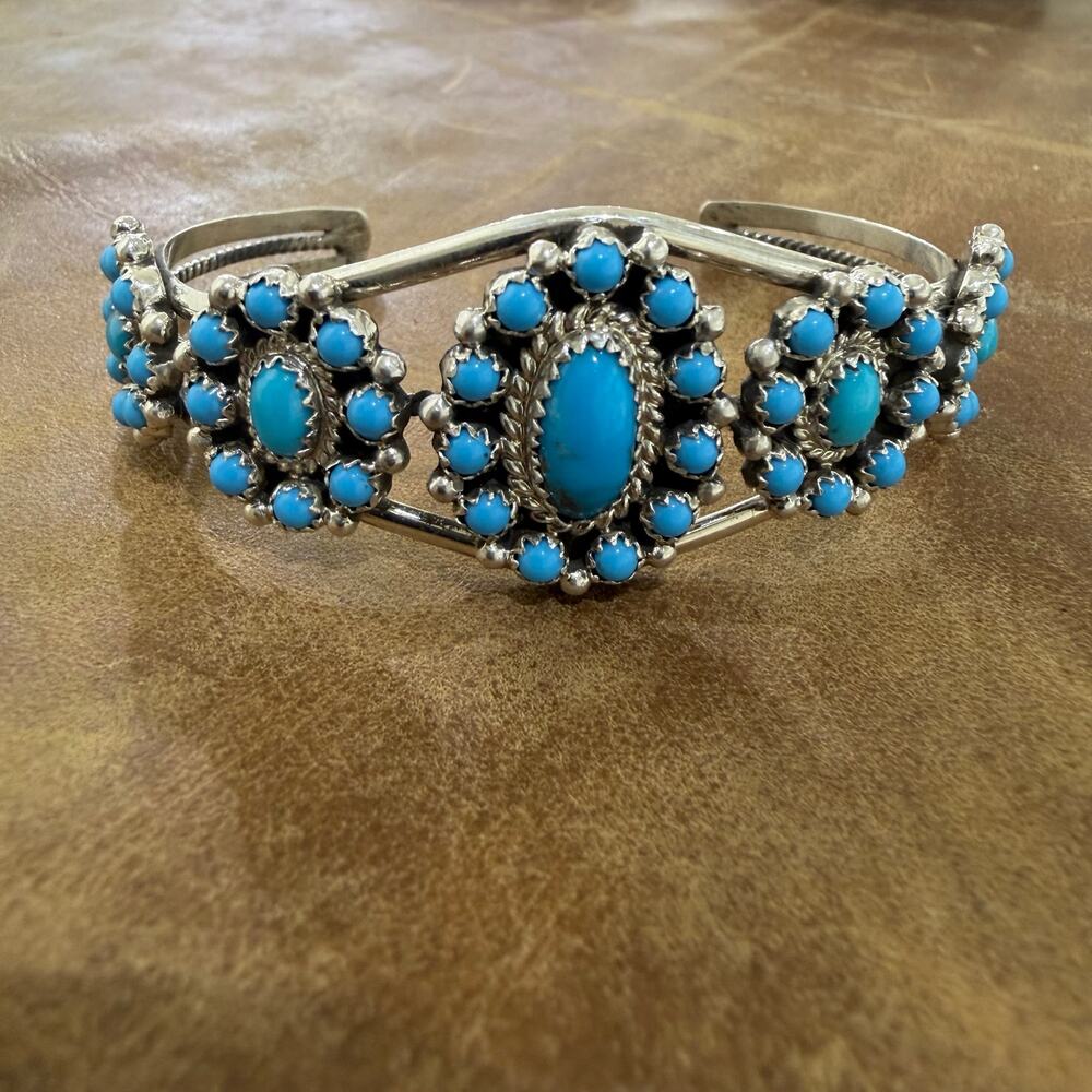 Navajo Turquoise & Sterling Silver Bracelet by Nathaniel Kurley